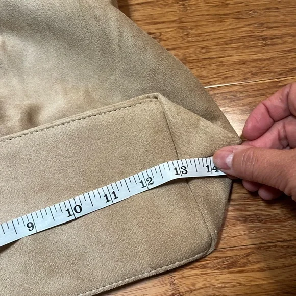 NEW! Faux Vegan Tan Beige Slouchy Suede Hobo Shoulder Bag with matching Purse - Picture 8 of 14